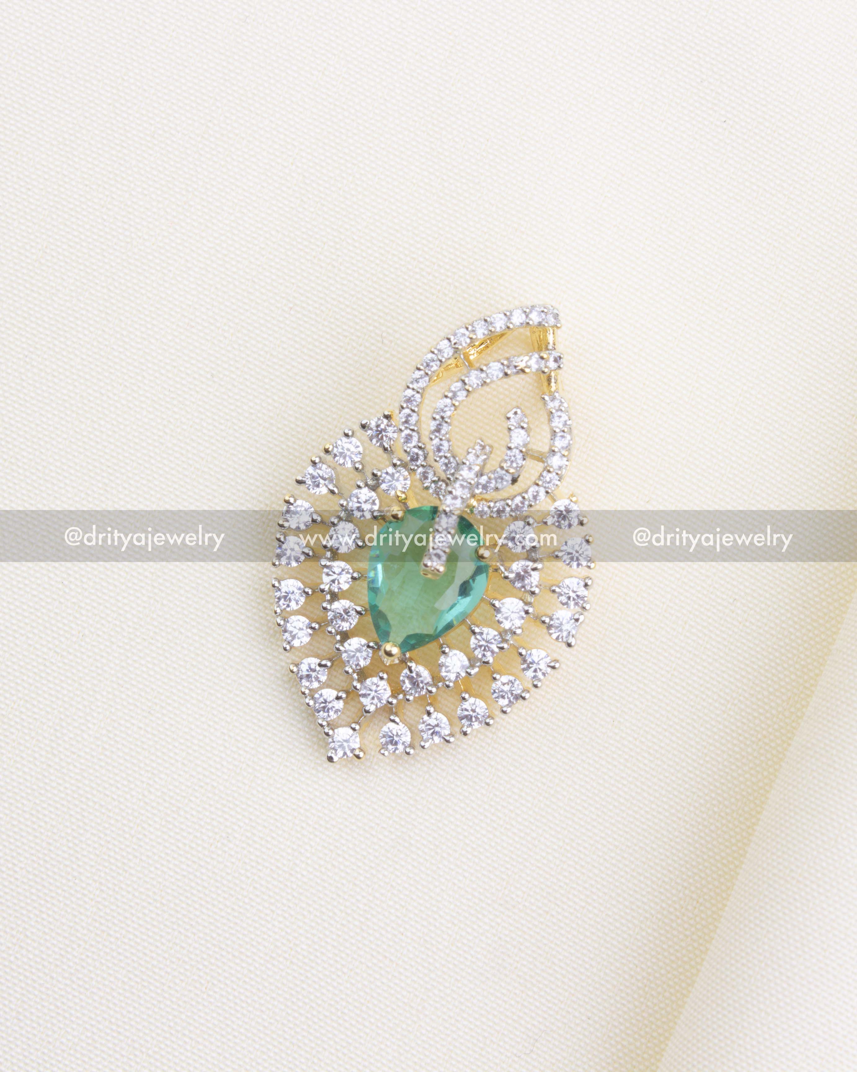 SKU 1193 single emerald CZ earring close-up