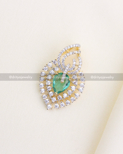 SKU 1193 single emerald CZ earring close-up