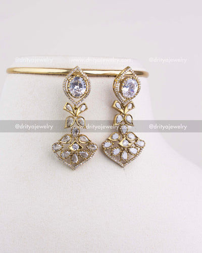 1236-W close-up of matching Victorian-style AD stone dangler earrings