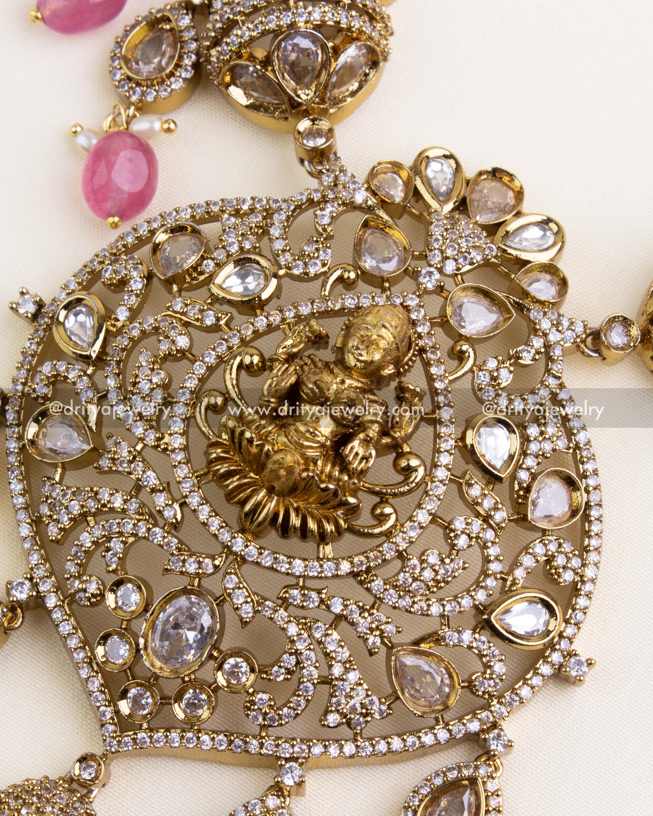 SKU 1188 - Close-up of Victorian temple necklace pendant with deity motif
