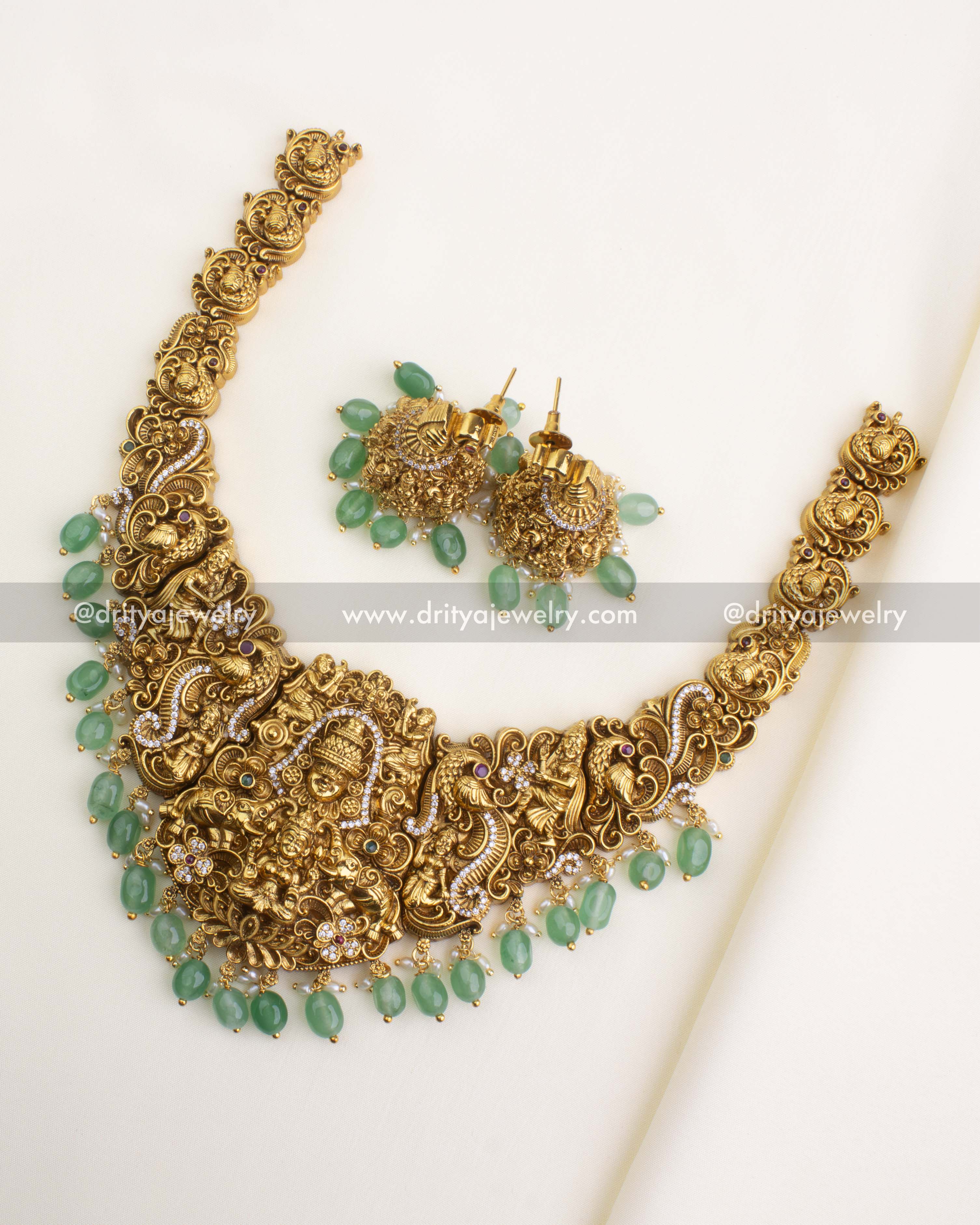 1195 - Complete god idol temple necklace set with matching earrings