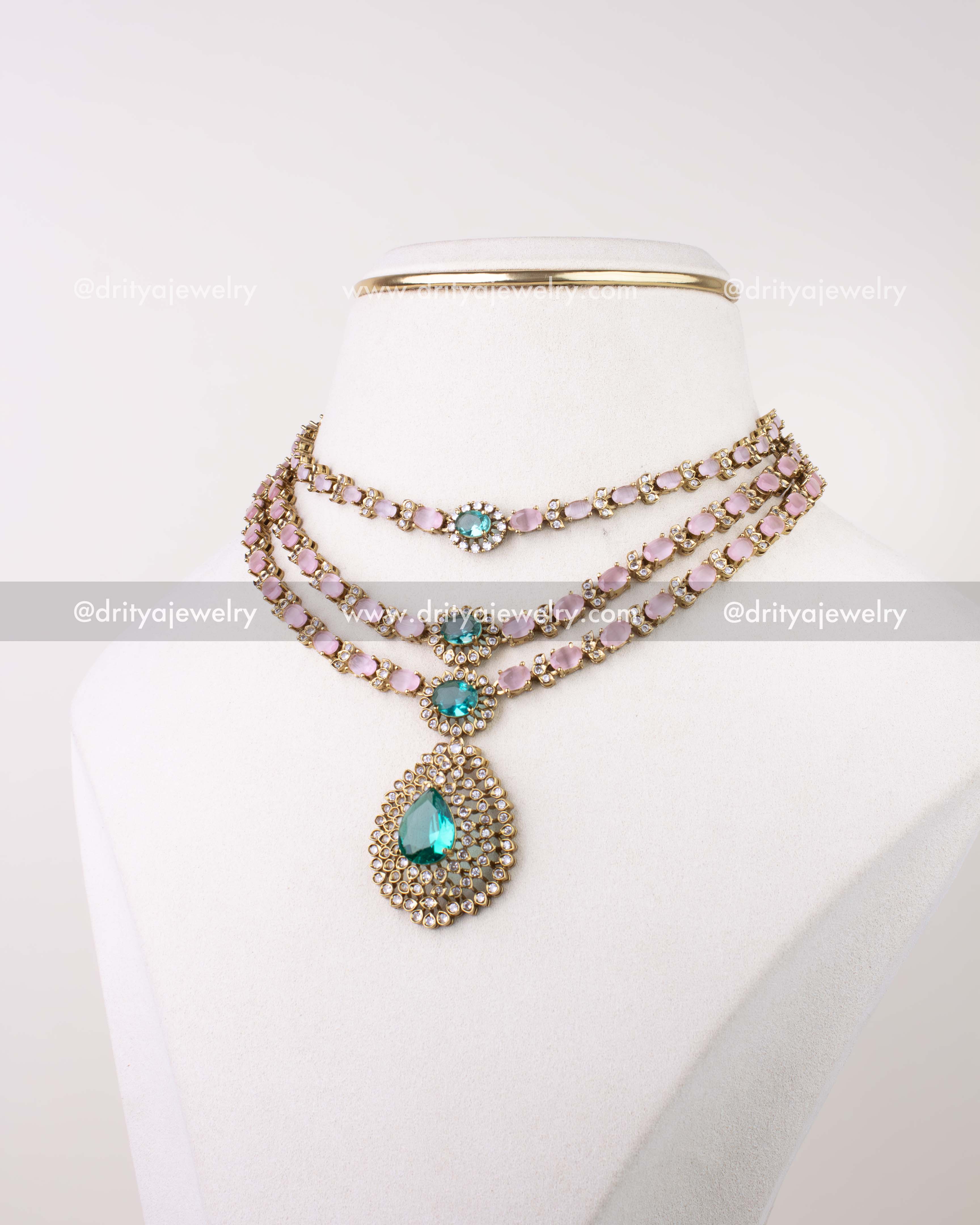 1296-BP layered necklace styled shorter with choker-like first layer