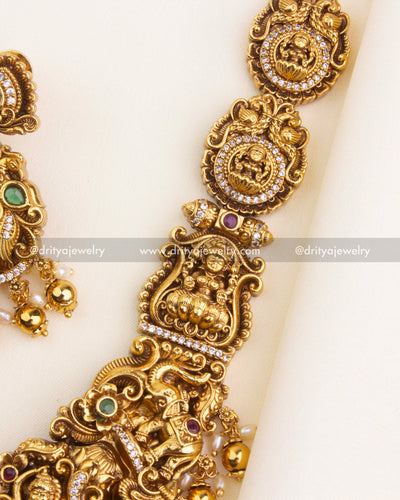 SKU 1167 close-up of necklace side links with deity and stone detailing
