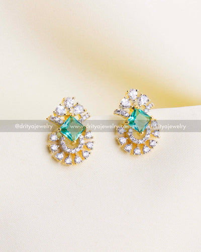 1196-MG emerald CZ stud earrings front view