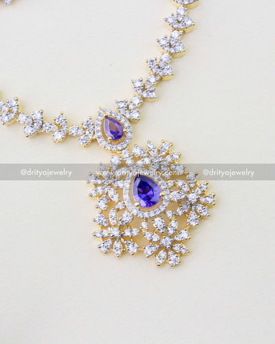 1287-PU - Close-up of pendant on purple stone short necklace