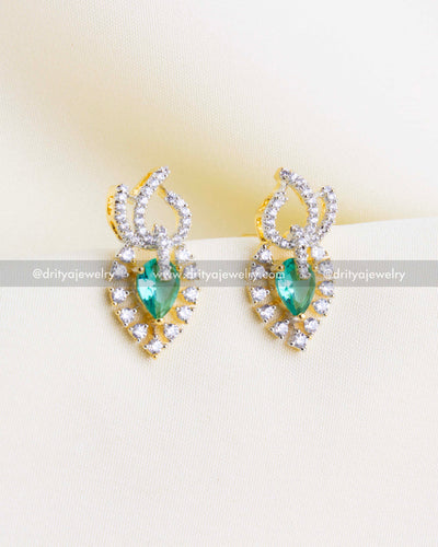 SKU 1193 emerald CZ stone earrings front view