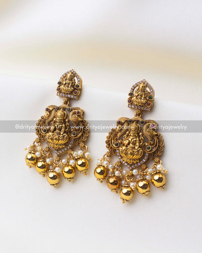 1249-GO temple god idol dangler earrings front view