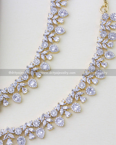 1273-G premium diamond replica floral anklets close-up front view
