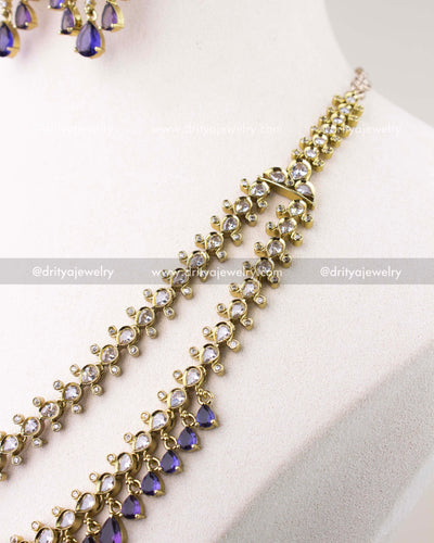 1088-PU - Side view showing dual layers and stone detailing of necklace