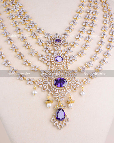 1230 - Layered floral chain design of the bridal necklace with ornate centerpiece