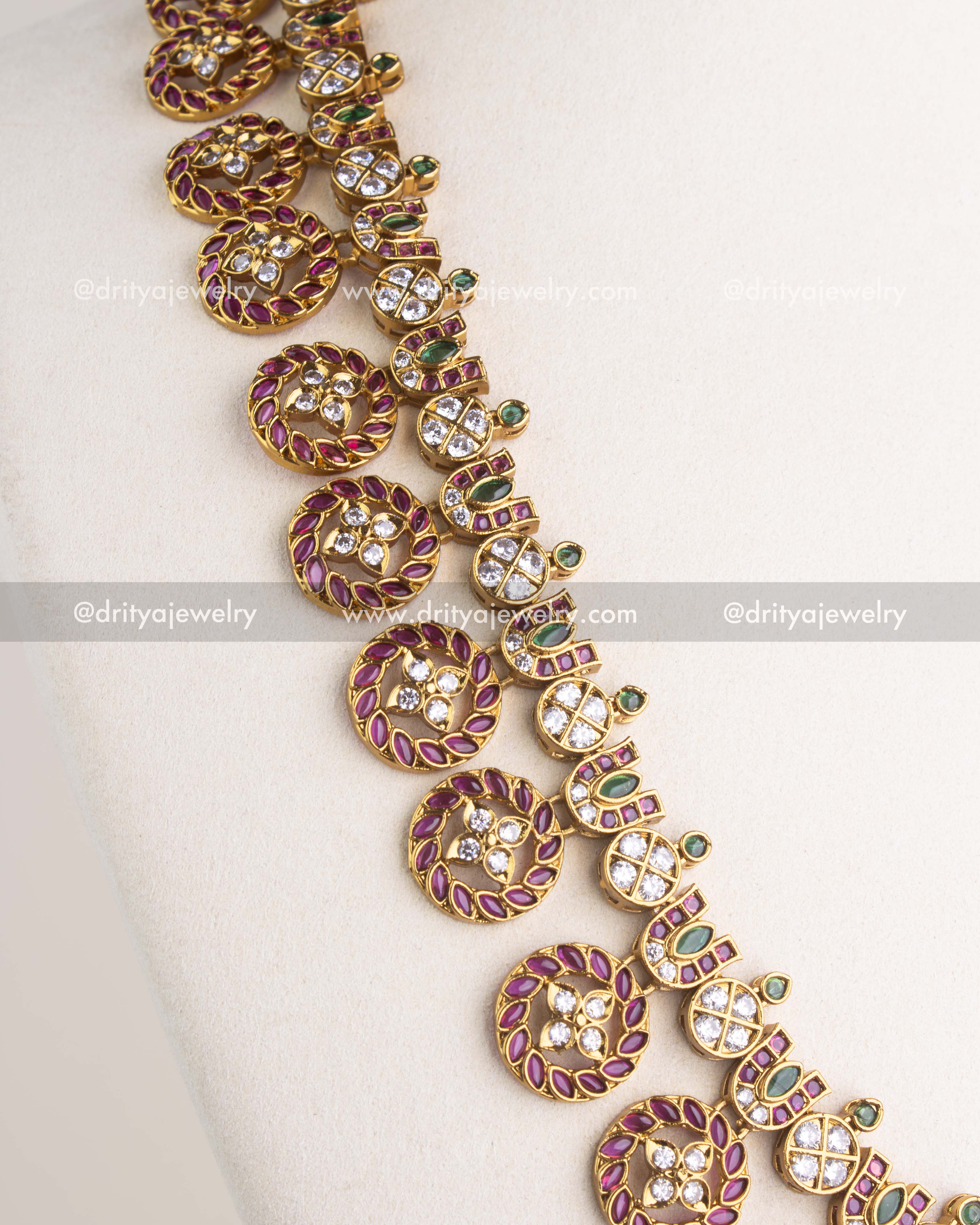 SKU 1158 Necklace Set close-up of butta CZ stone long necklace detailing