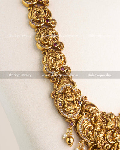 1176 Necklace Set close-up of side links with deity motifs and stone-studded accents