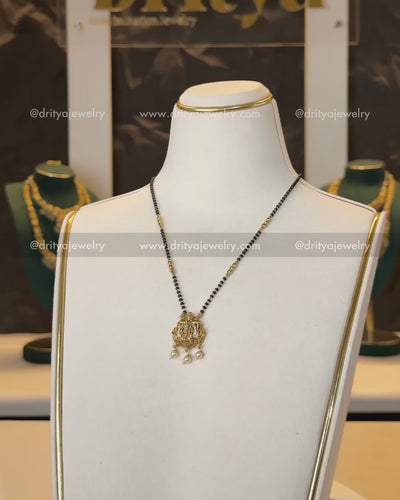Traditional Black Beads Necklace with Lakshmi Devi Pendant