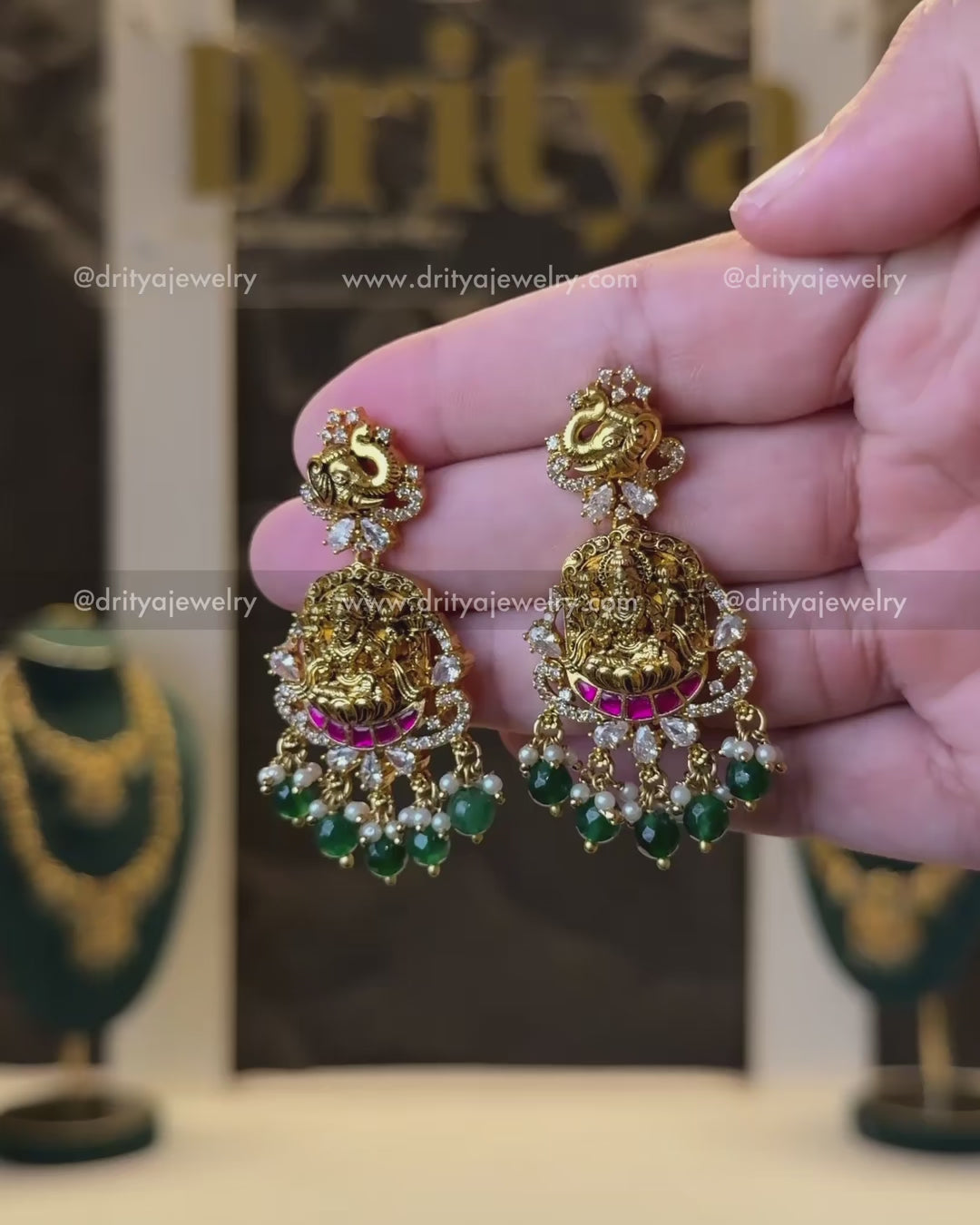 Load video: Premium Kemp Danglers with Goddess Motif