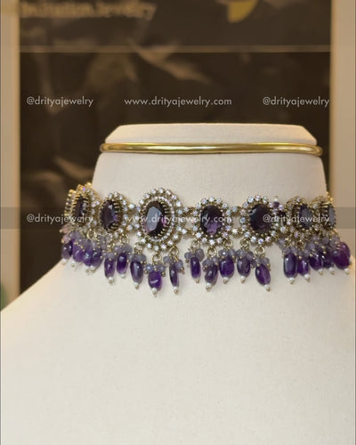 Victorian Choker Set with Purple Gemstones