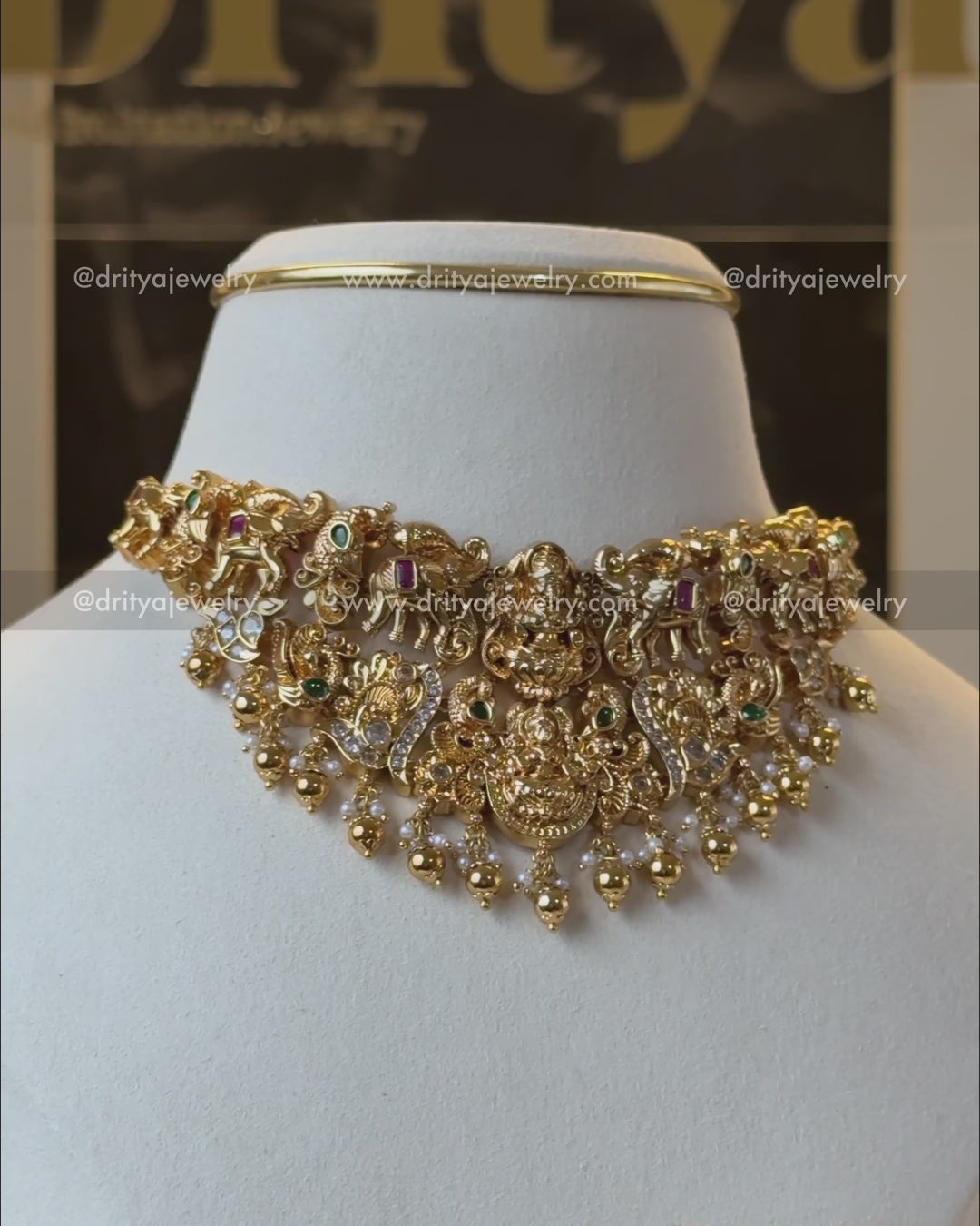 Premium Nakshi Choker Set with Elephant and Lakshmi Motifs