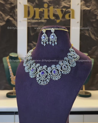 Premium Purple CZ Short Necklace Set