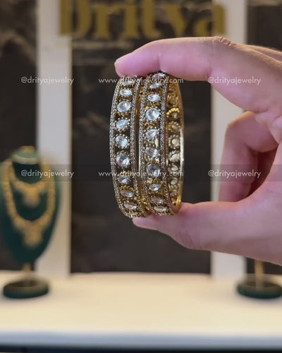 Premium Polki Kundan Bangles with Uncut Moissanite Look
