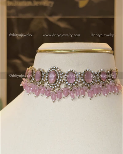 Premium Minimal Victorian Choker Set - Blush Pink