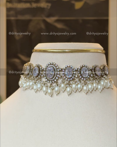 Premium Minimal Victorian Choker Set - Diamond Replica