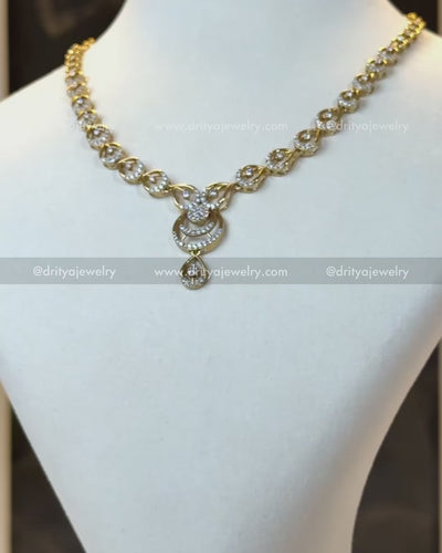 Elegant Short Necklace Set with Sparkling CZ Stones