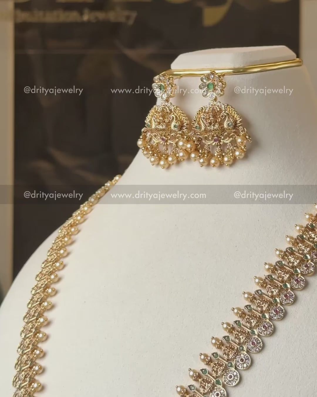 Premium Temple Long Necklace with Goddess Motif