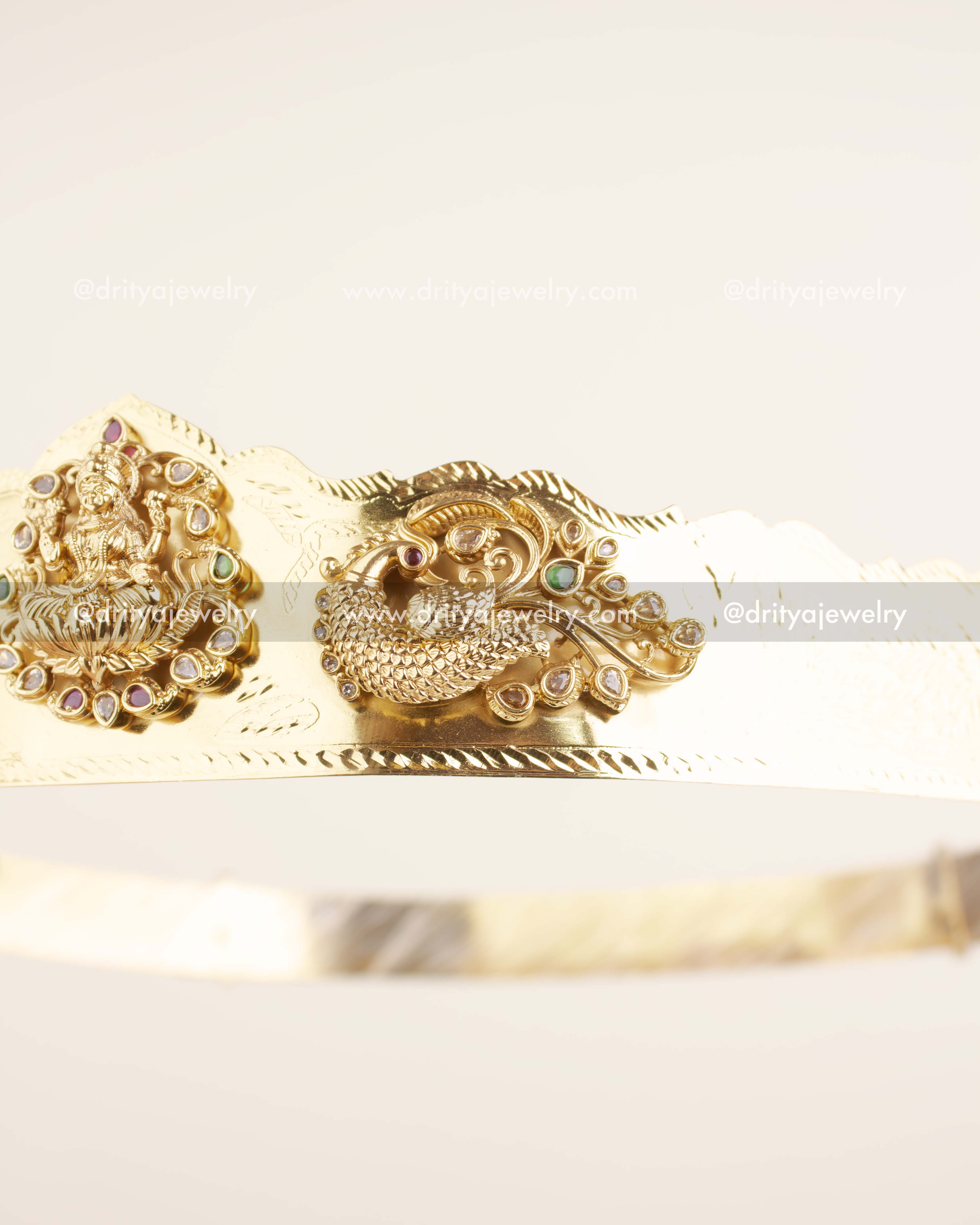 Simple Antique Waist Belt – Detailed Side View with Peacock Design